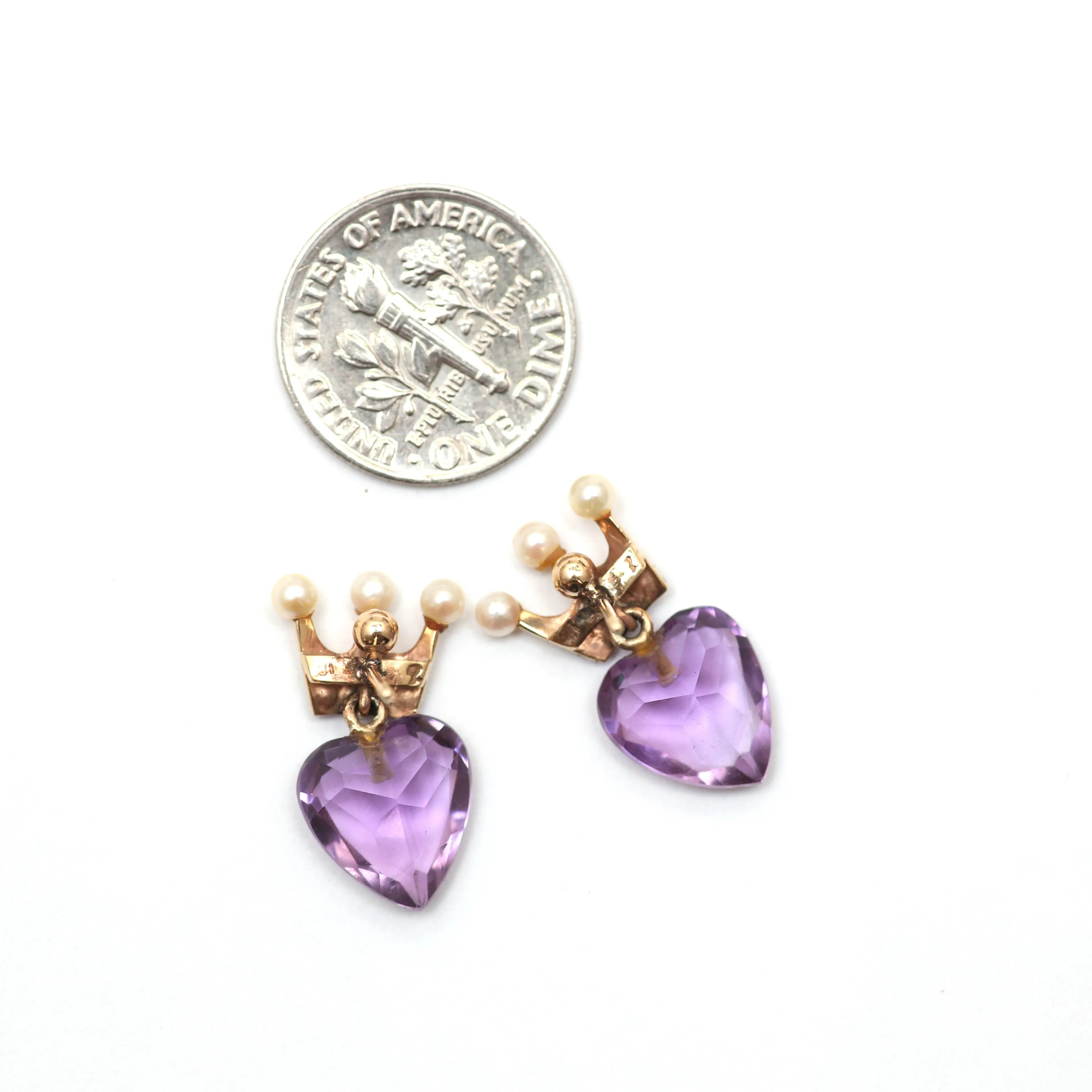 Victorian Amethyst Crowned Heart Earrings