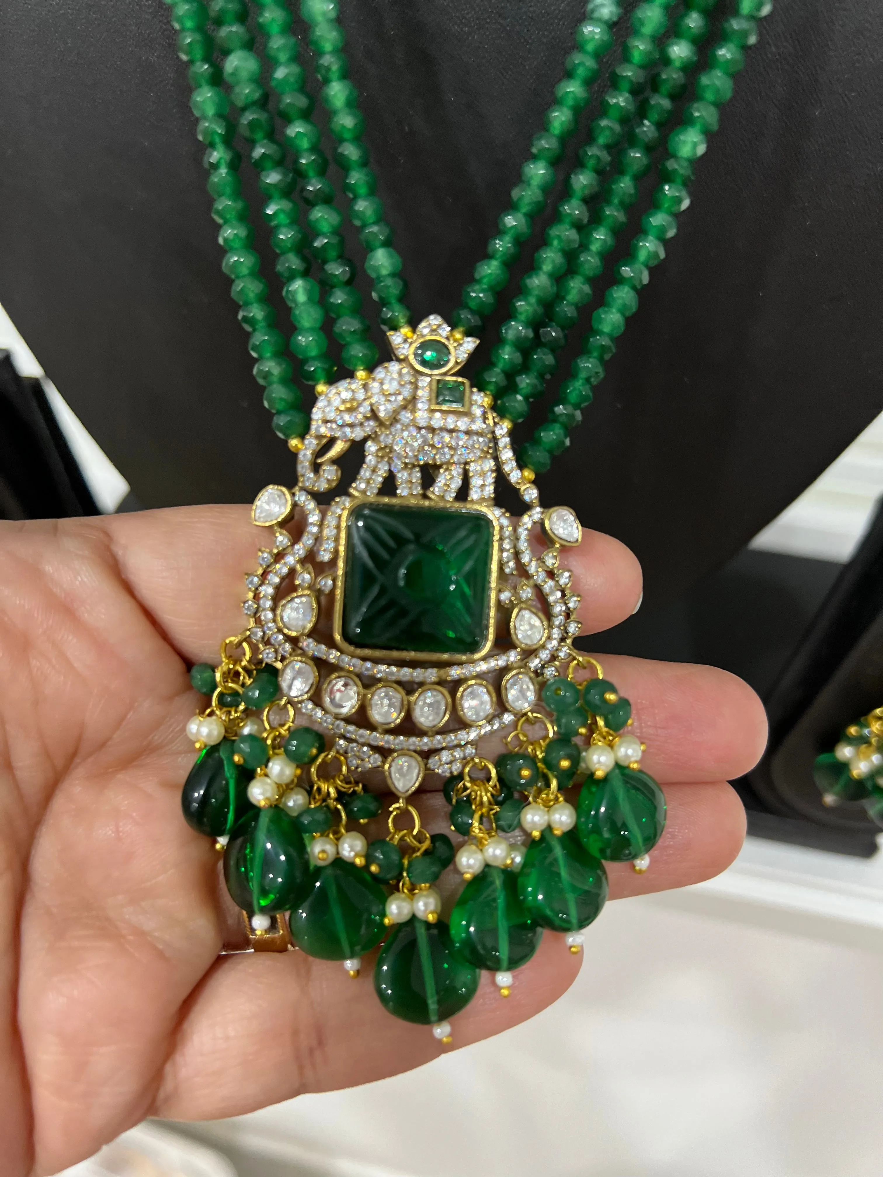Victorian CZ Beaded Necklace Set