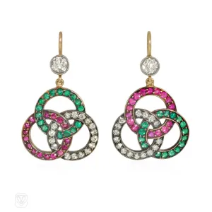 Victorian gemset trefoil earrings