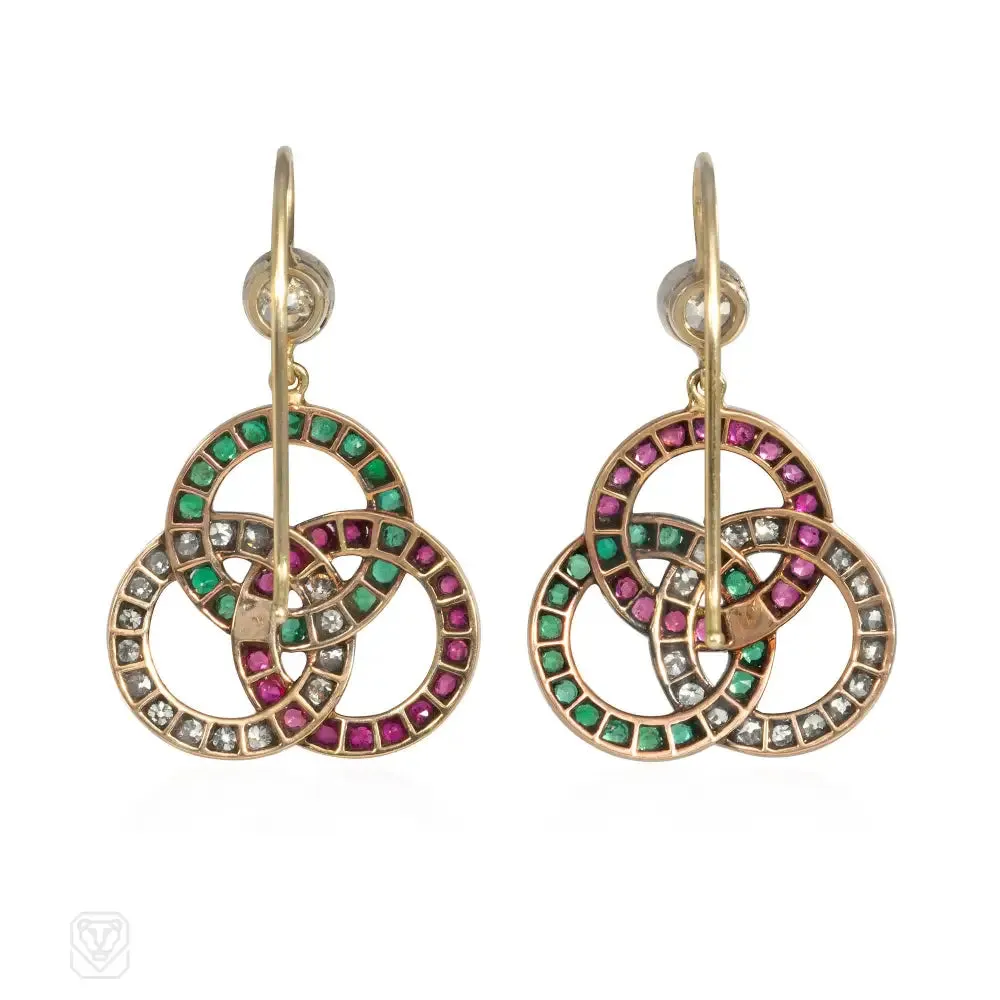 Victorian gemset trefoil earrings
