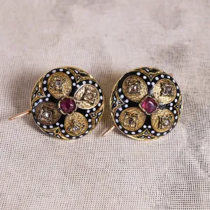 Victorian Ruby & Diamond Quatrefoil Dome Earrings