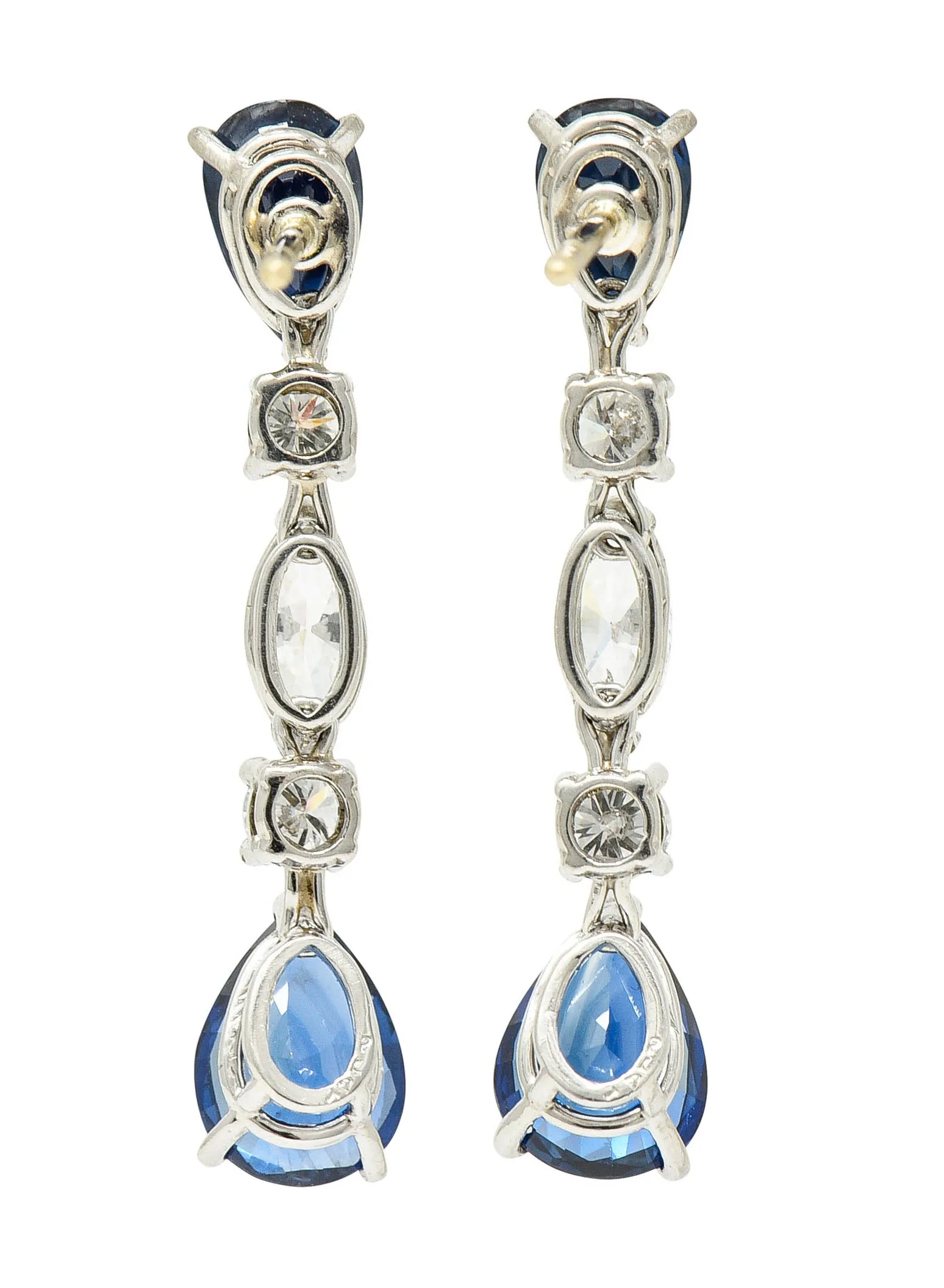 Vintage 4.00 CTW Sapphire Diamond Platinum Drop Earrings