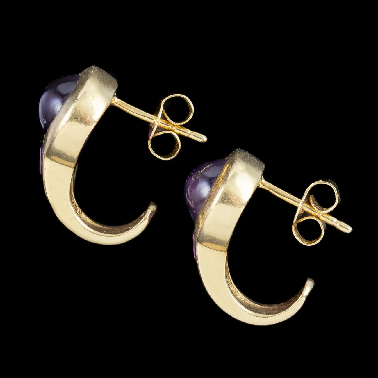 Vintage Amethyst Stud Earrings 18ct Gold