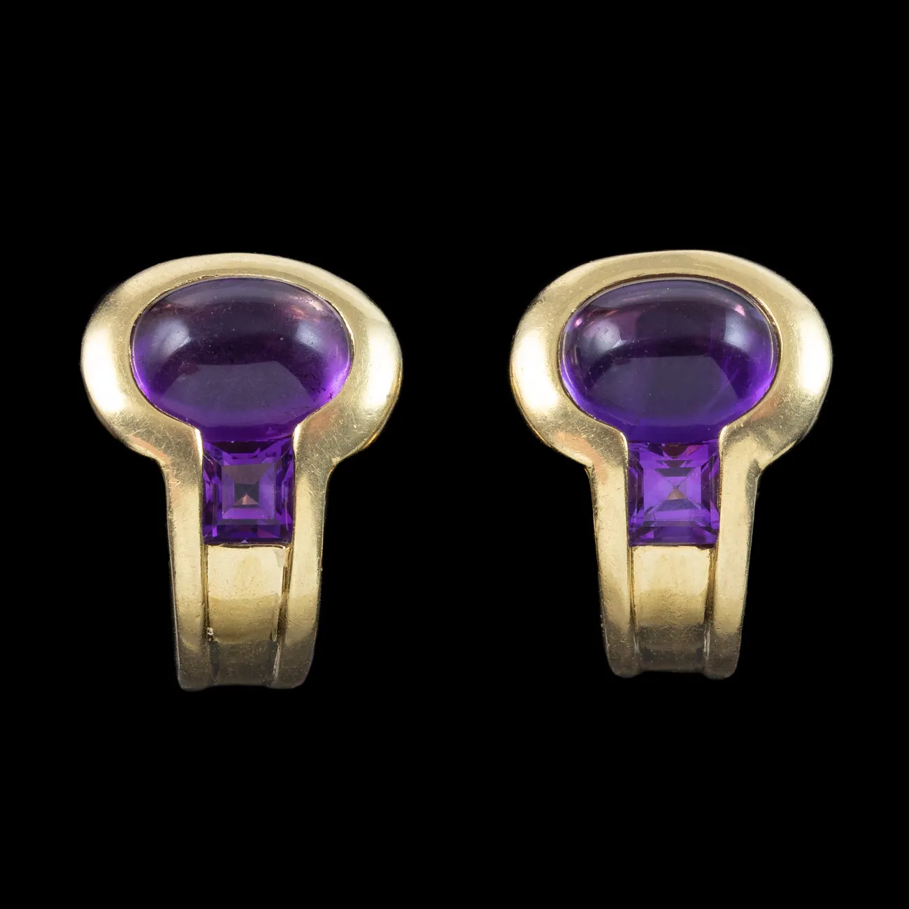 Vintage Amethyst Stud Earrings 18ct Gold