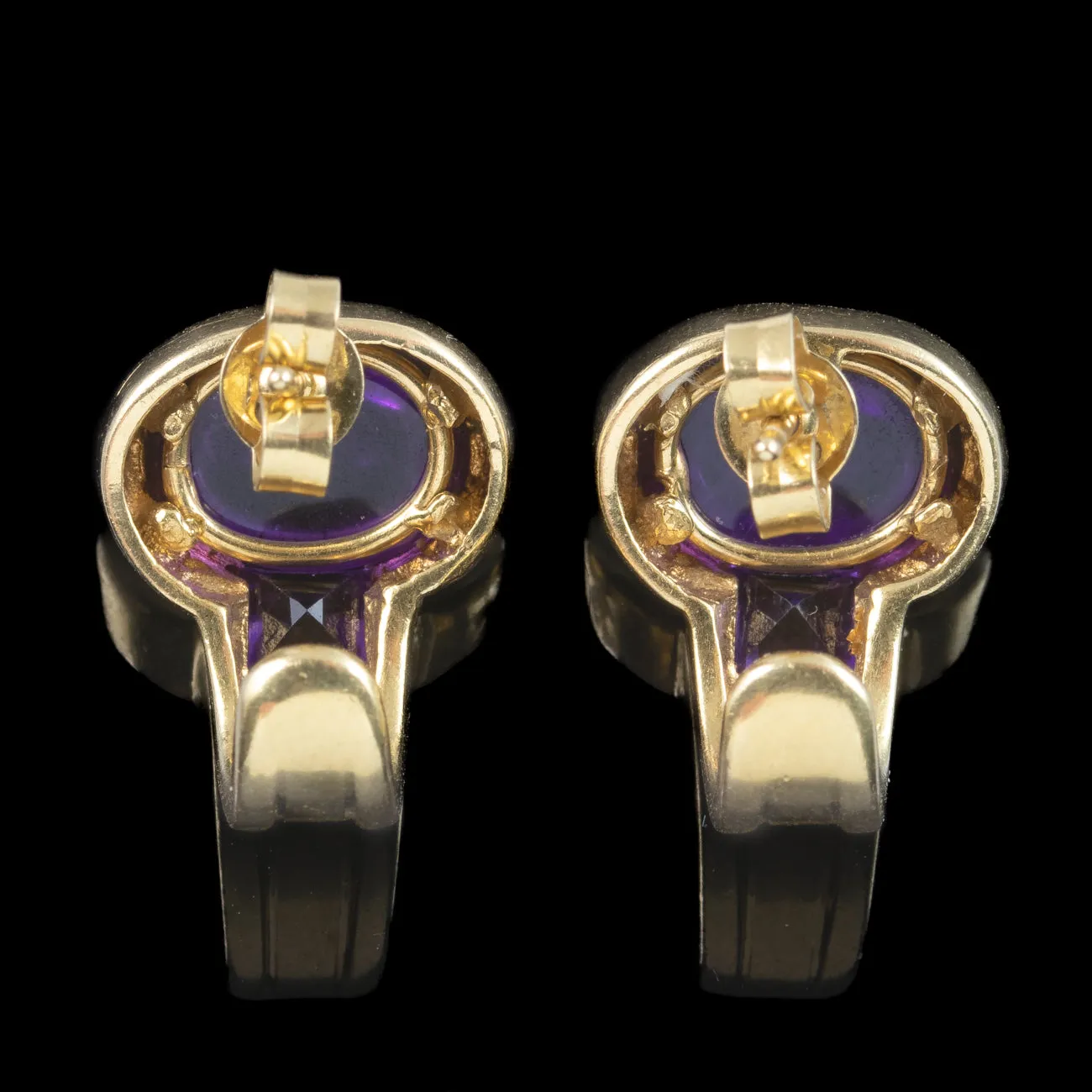 Vintage Amethyst Stud Earrings 18ct Gold