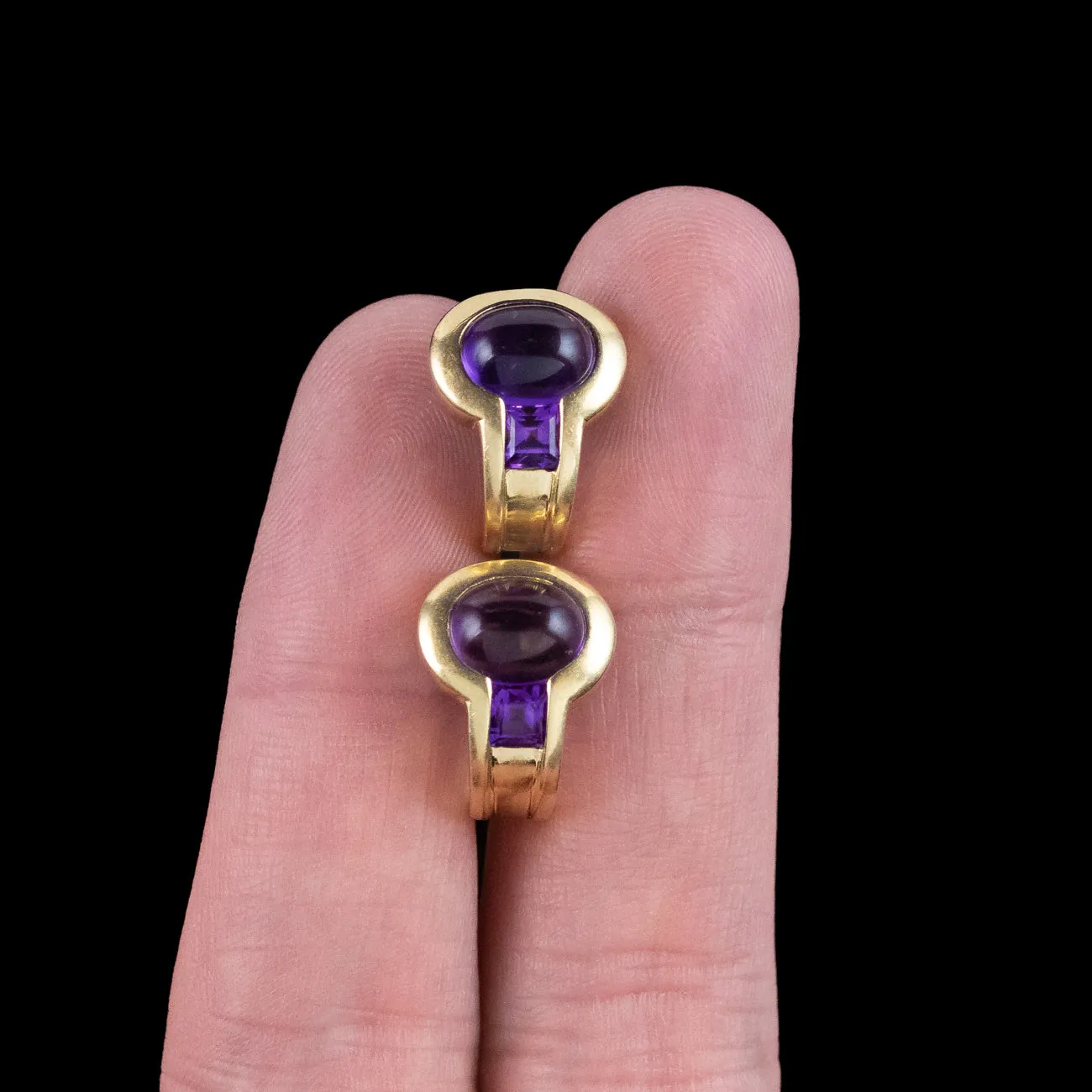 Vintage Amethyst Stud Earrings 18ct Gold