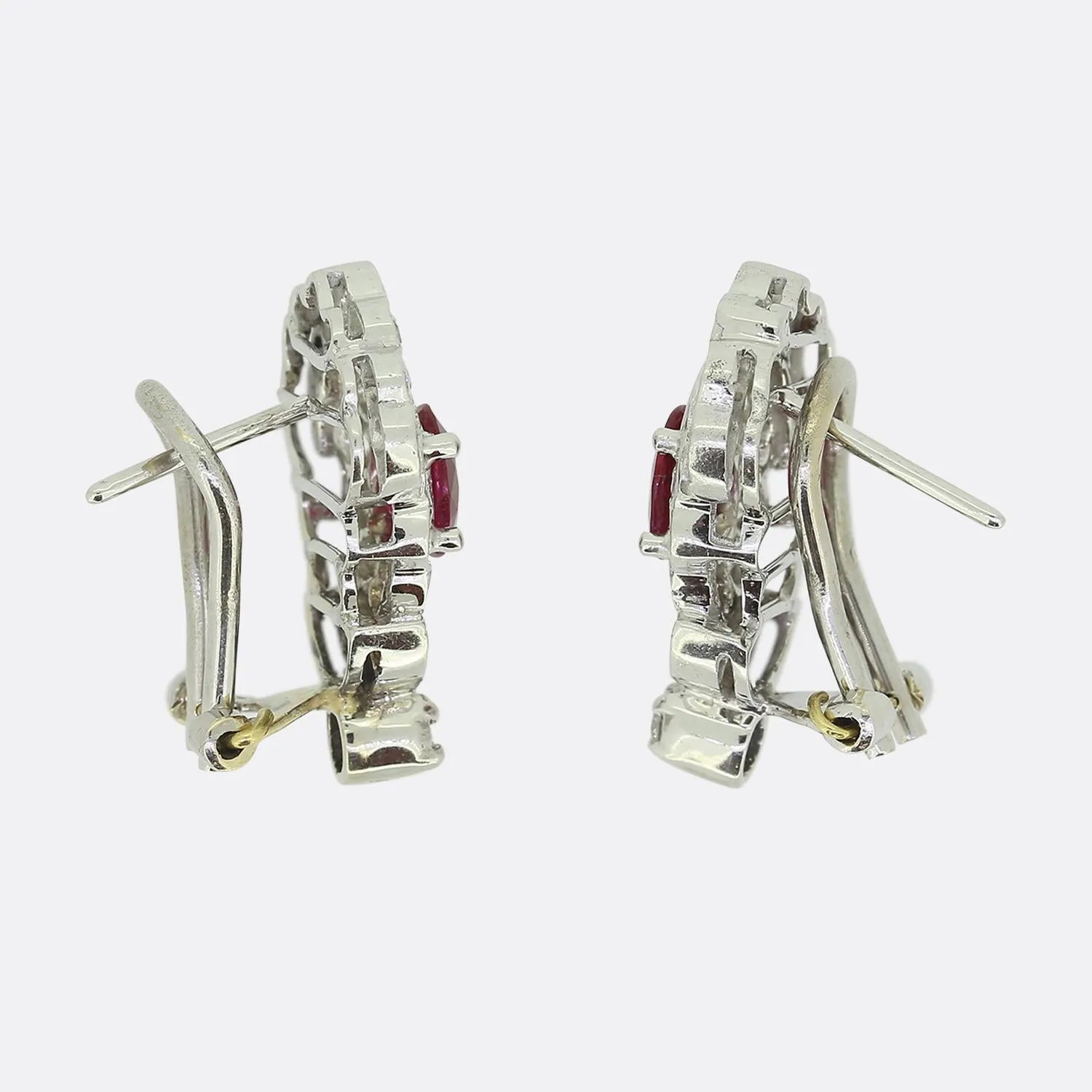 Vintage Ruby and Diamond Cluster Earrings