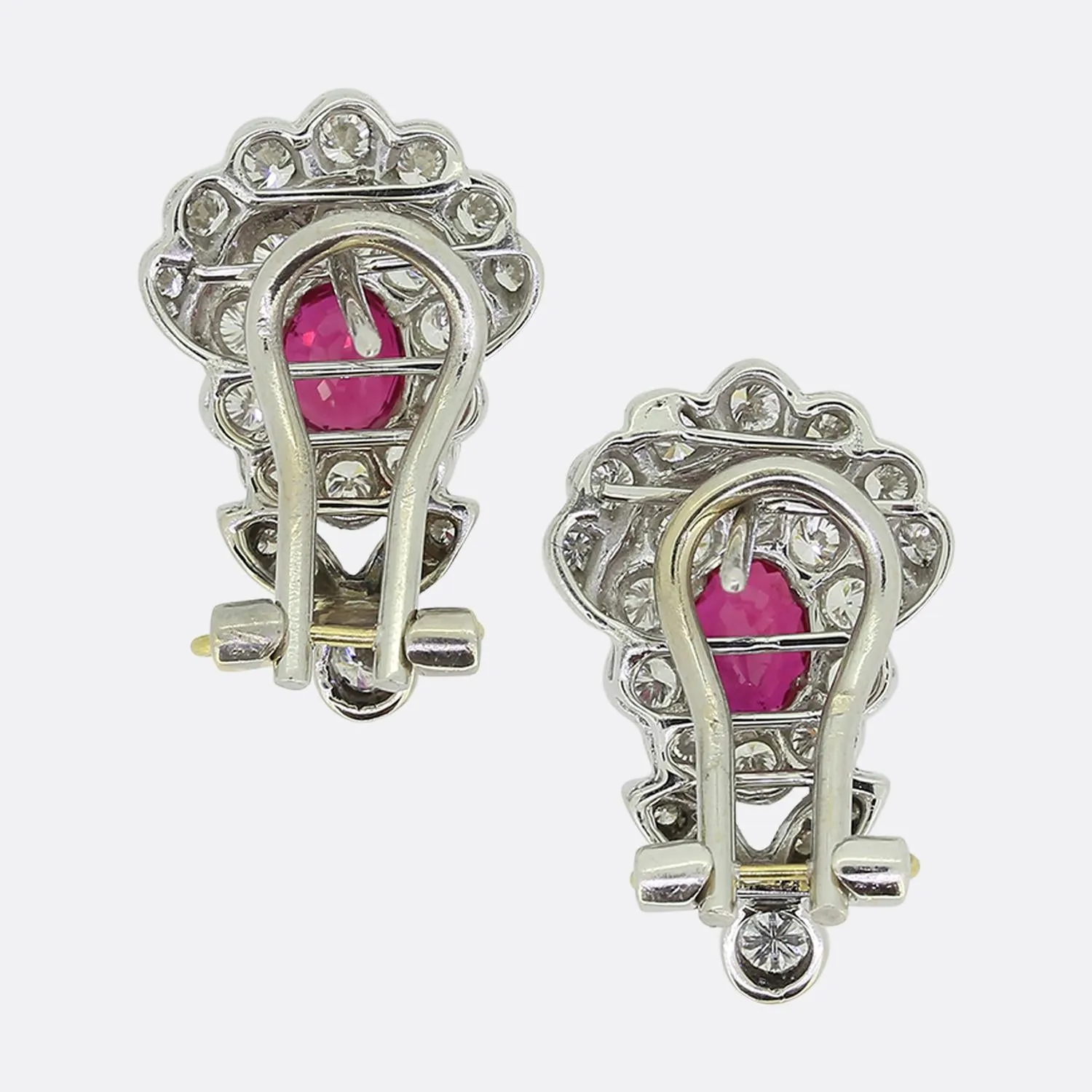 Vintage Ruby and Diamond Cluster Earrings