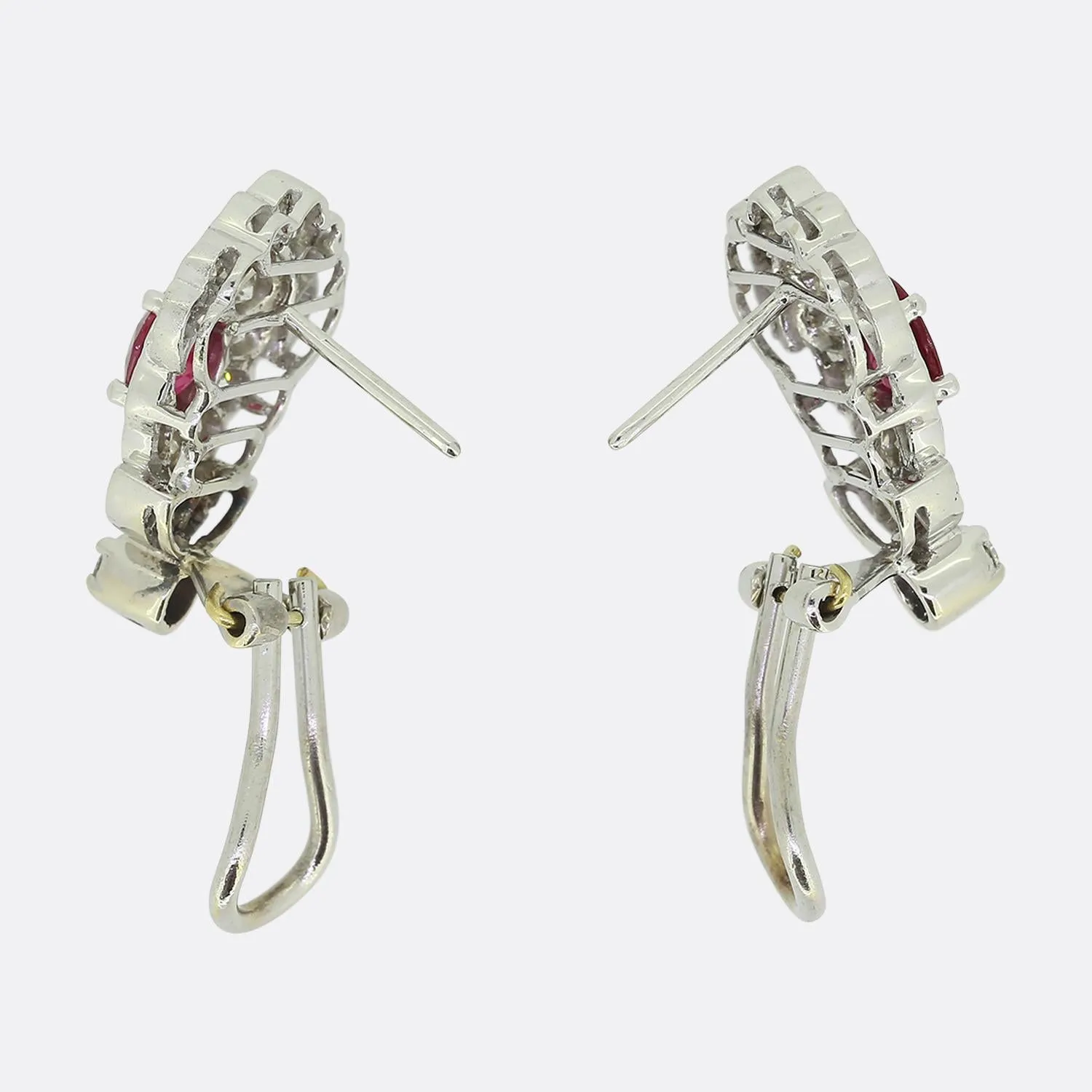 Vintage Ruby and Diamond Cluster Earrings