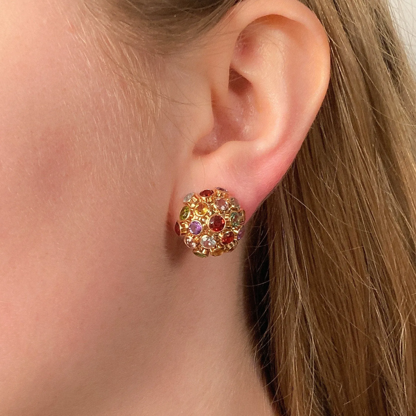 Vintage Sputnik Clip-on Earrings of 18k Gold