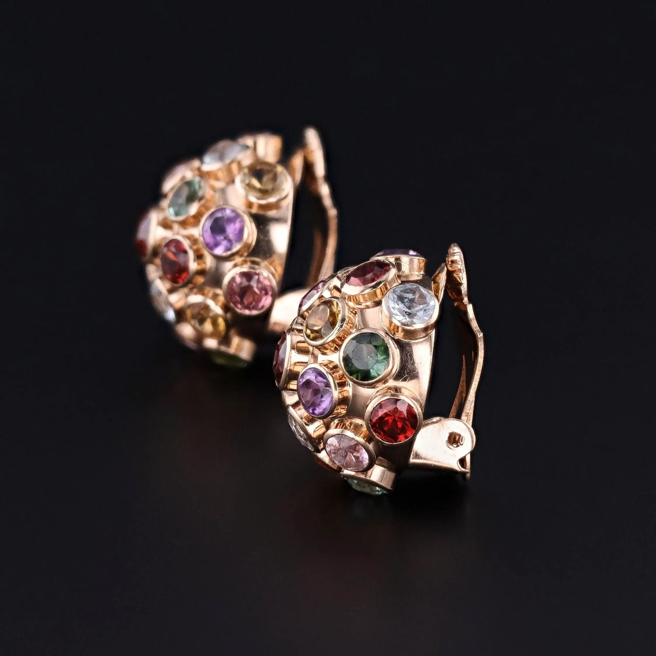 Vintage Sputnik Clip-on Earrings of 18k Gold