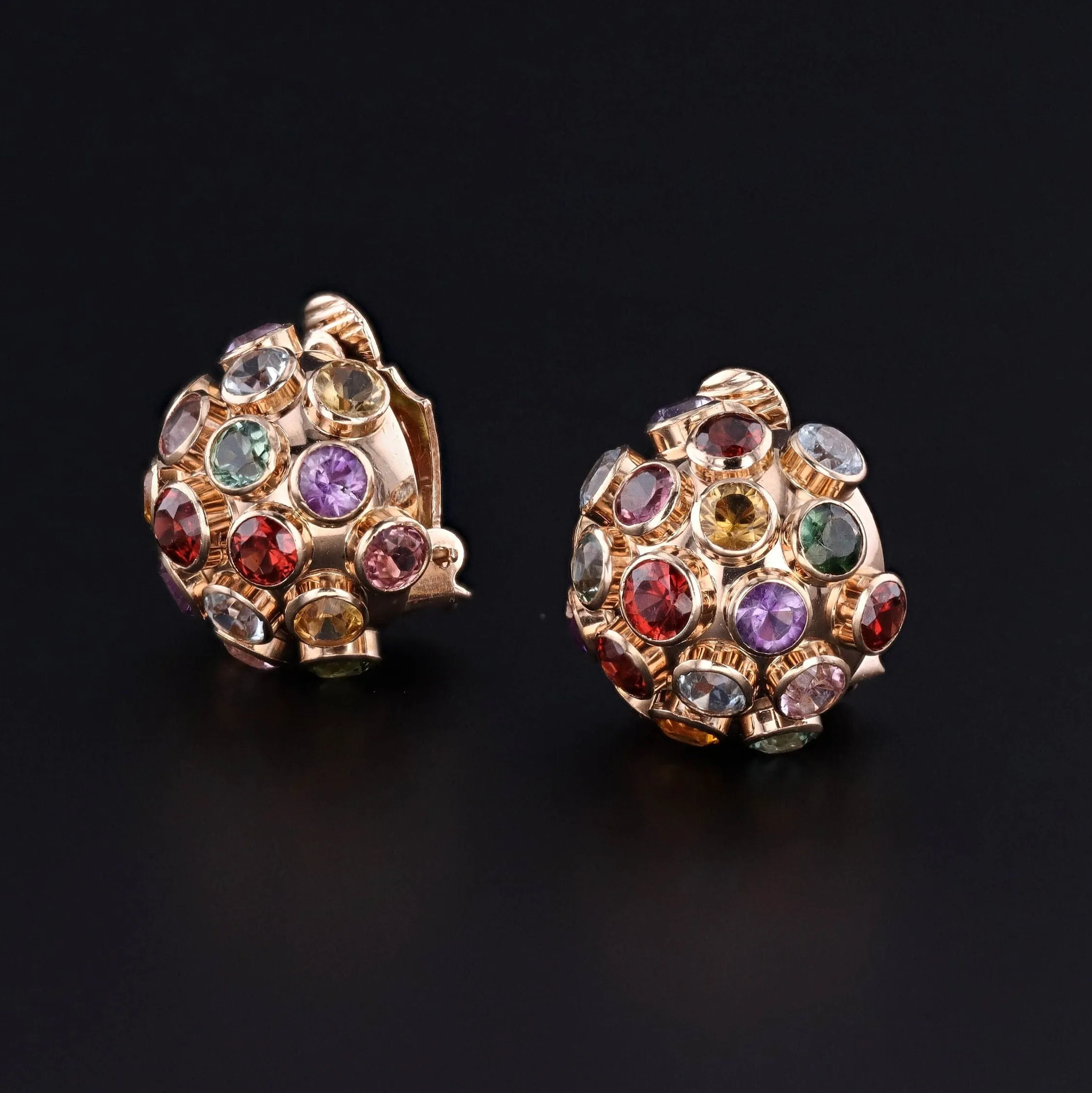 Vintage Sputnik Clip-on Earrings of 18k Gold