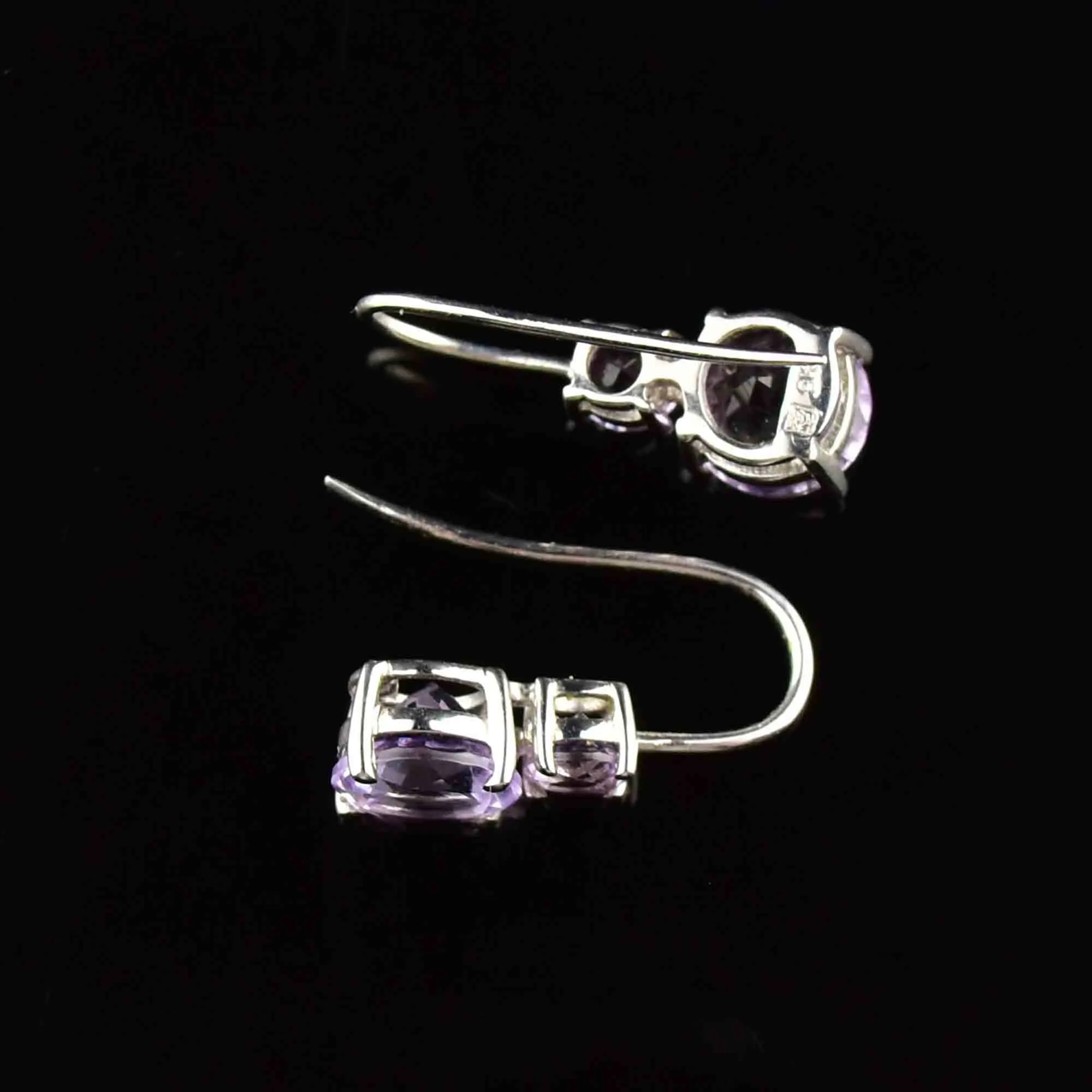 Vintage White Gold Amethyst Drop Earrings