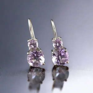 Vintage White Gold Amethyst Drop Earrings