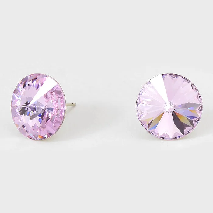 Violet Small Round Crystal Stud Earrings | 15mm = 0.59" | 114085