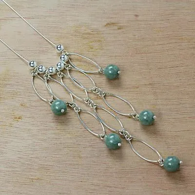 Waterfall Jade Bead Necklace in Sterling Silver