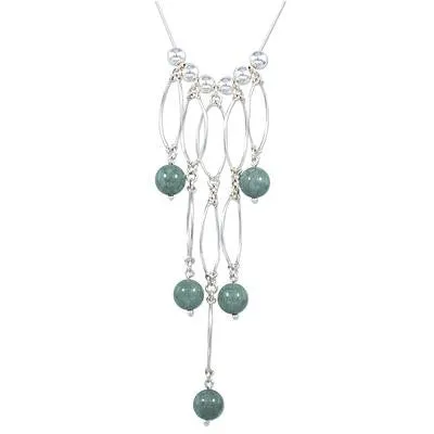 Waterfall Jade Bead Necklace in Sterling Silver