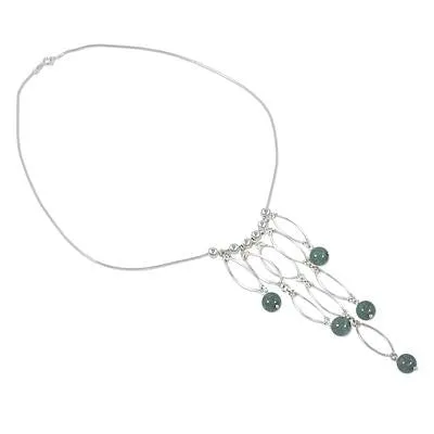 Waterfall Jade Bead Necklace in Sterling Silver