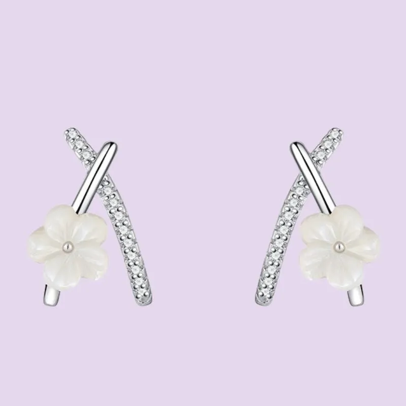 White Flower X-Earrings