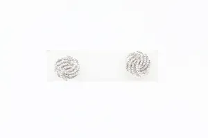 White Gold Diamond Cut Love Knot Earrings