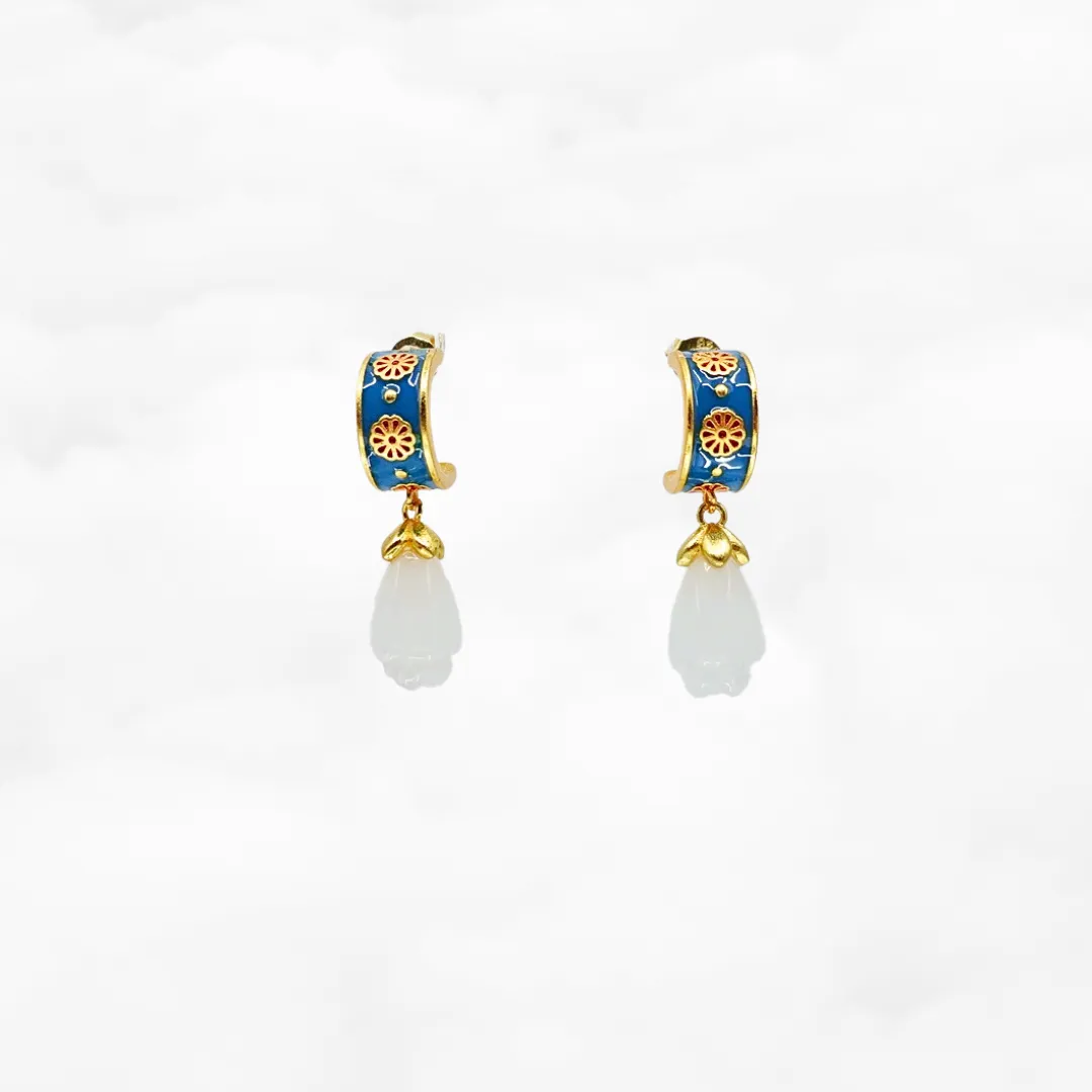 White Jade Enamel Earrings