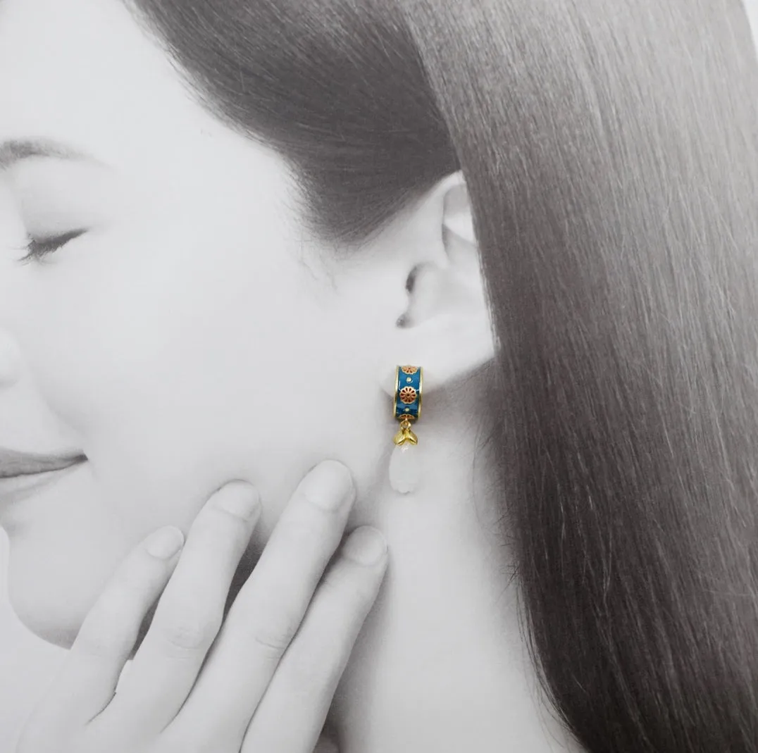 White Jade Enamel Earrings