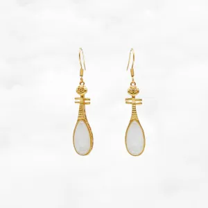 White Jade Pipa Earrrings