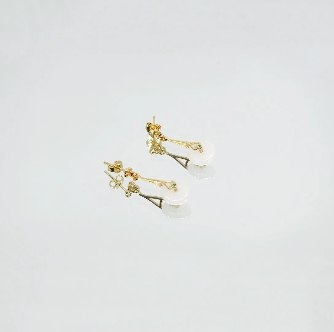 White Jade Pipa Earrrings