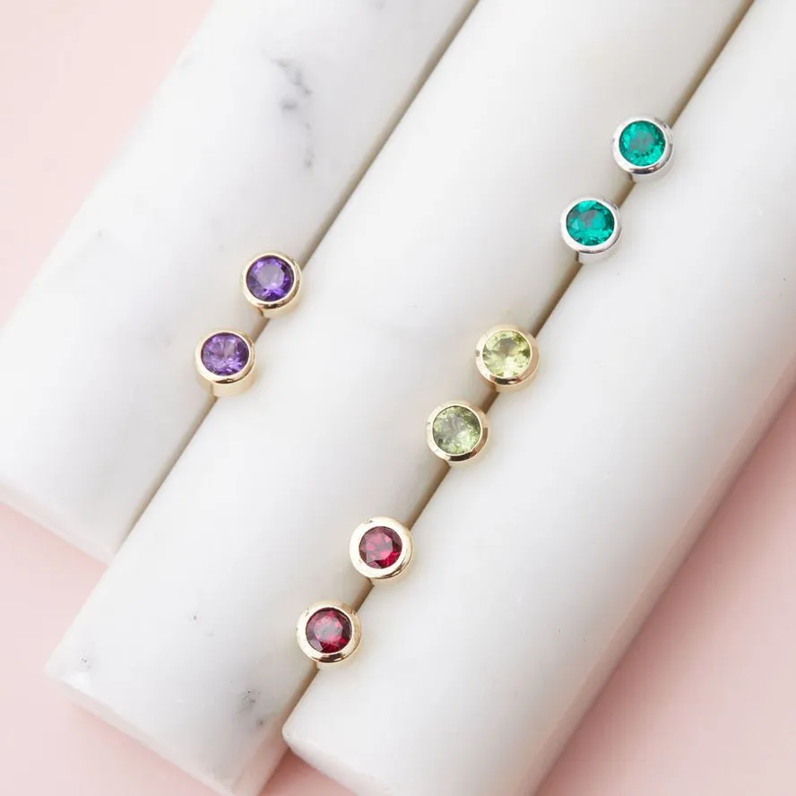 White Sapphire Stud Earrings