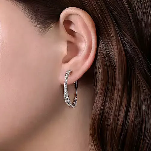 White Sapphire Twisted Hoop Earrings