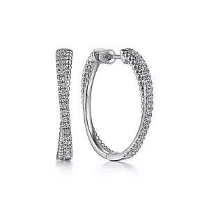 White Sapphire Twisted Hoop Earrings