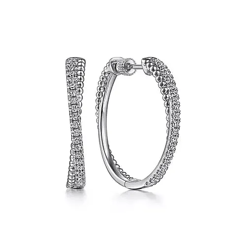 White Sapphire Twisted Hoop Earrings