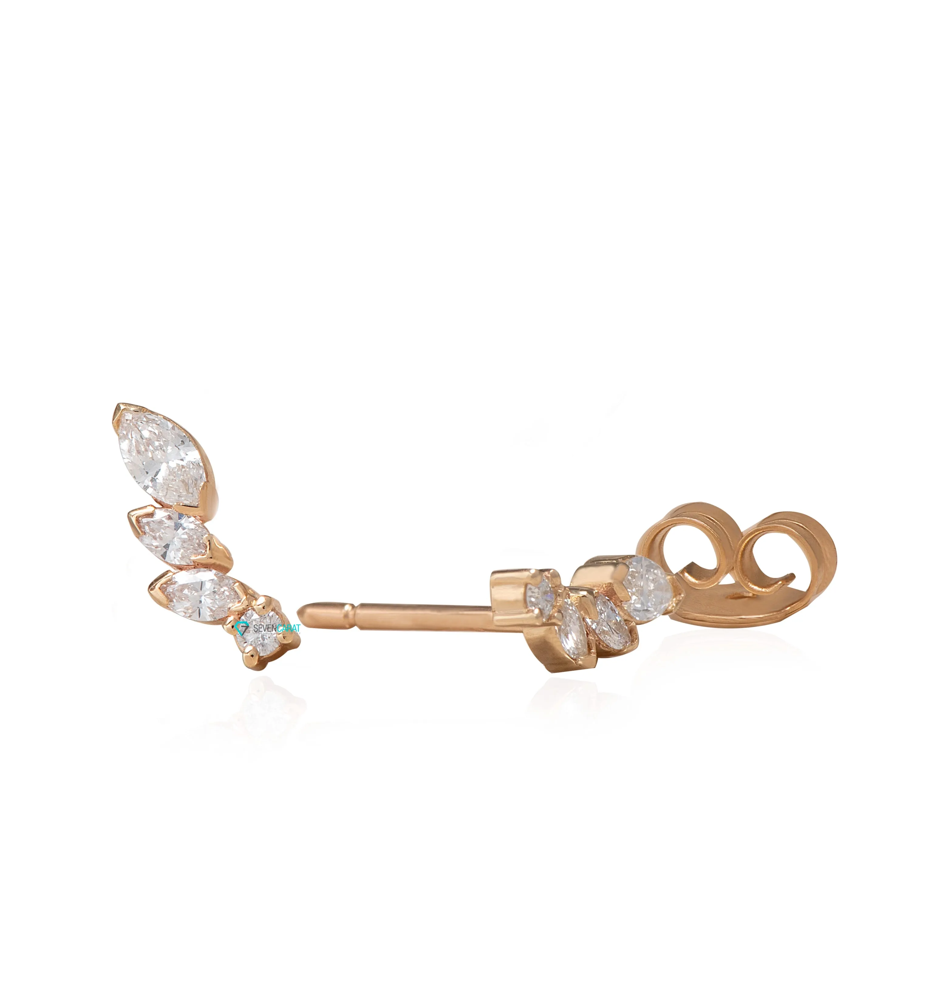 Women dainty marquise diamond earrings 14k gold