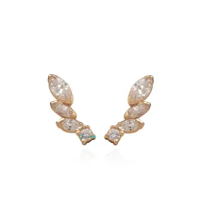 Women dainty marquise diamond earrings 14k gold