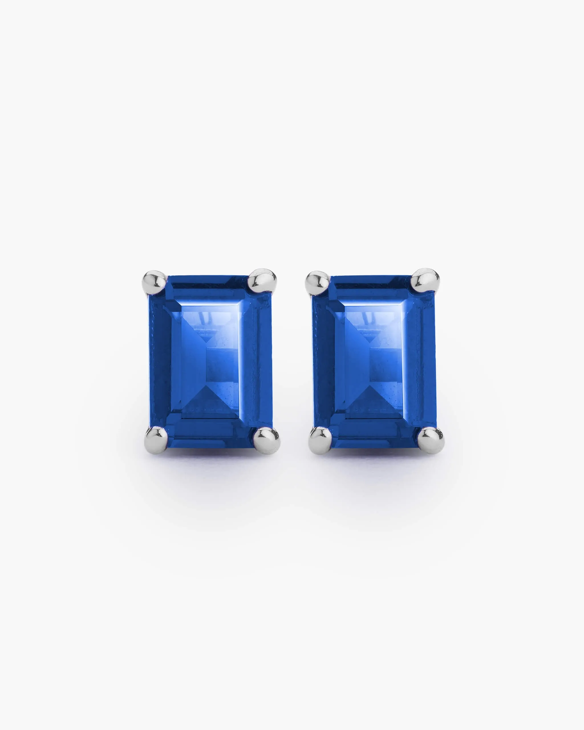 Women's Blue Emerald Cut Stud Earrings