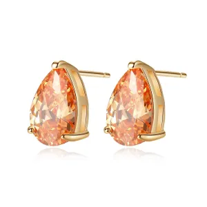 Yellow Crystal & 18K Gold-Plated Pear-Cut Stud Earrings