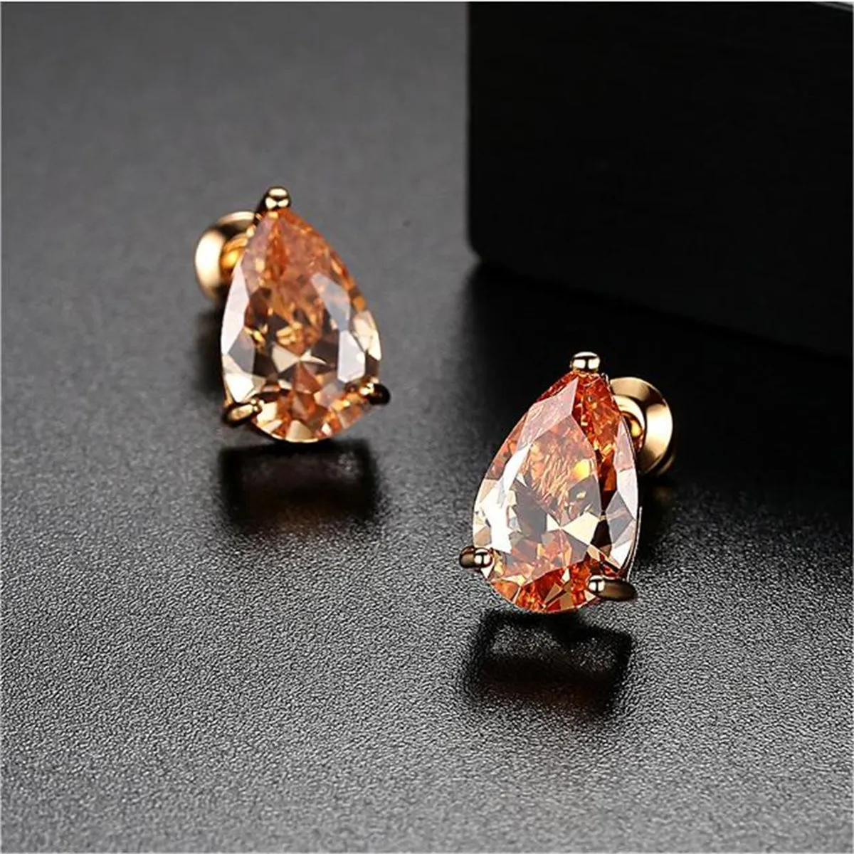 Yellow Crystal & 18K Gold-Plated Pear-Cut Stud Earrings