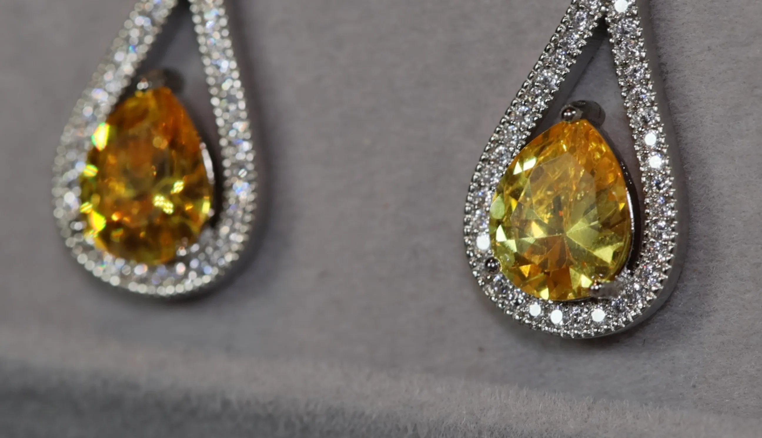 Yellow Diamond Earrings | Womens Yellow Diamond Teardrop Earrings