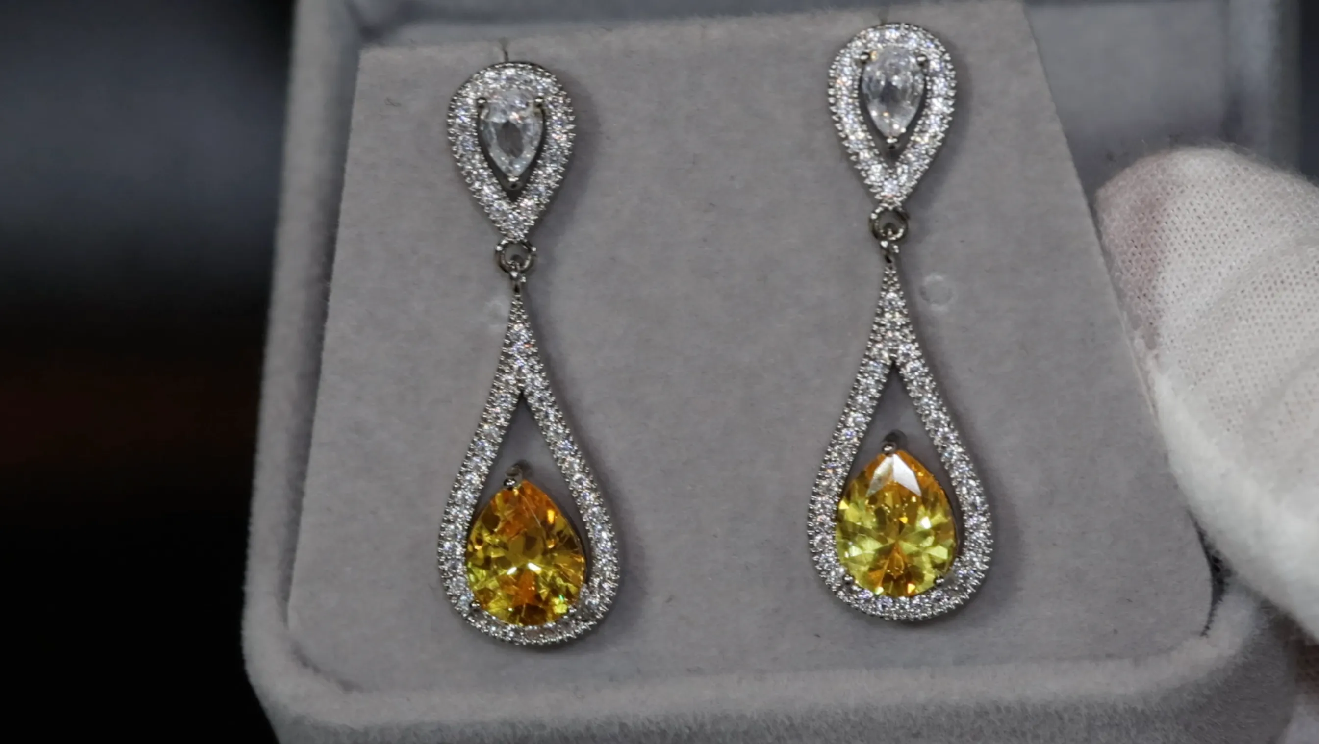 Yellow Diamond Earrings | Womens Yellow Diamond Teardrop Earrings