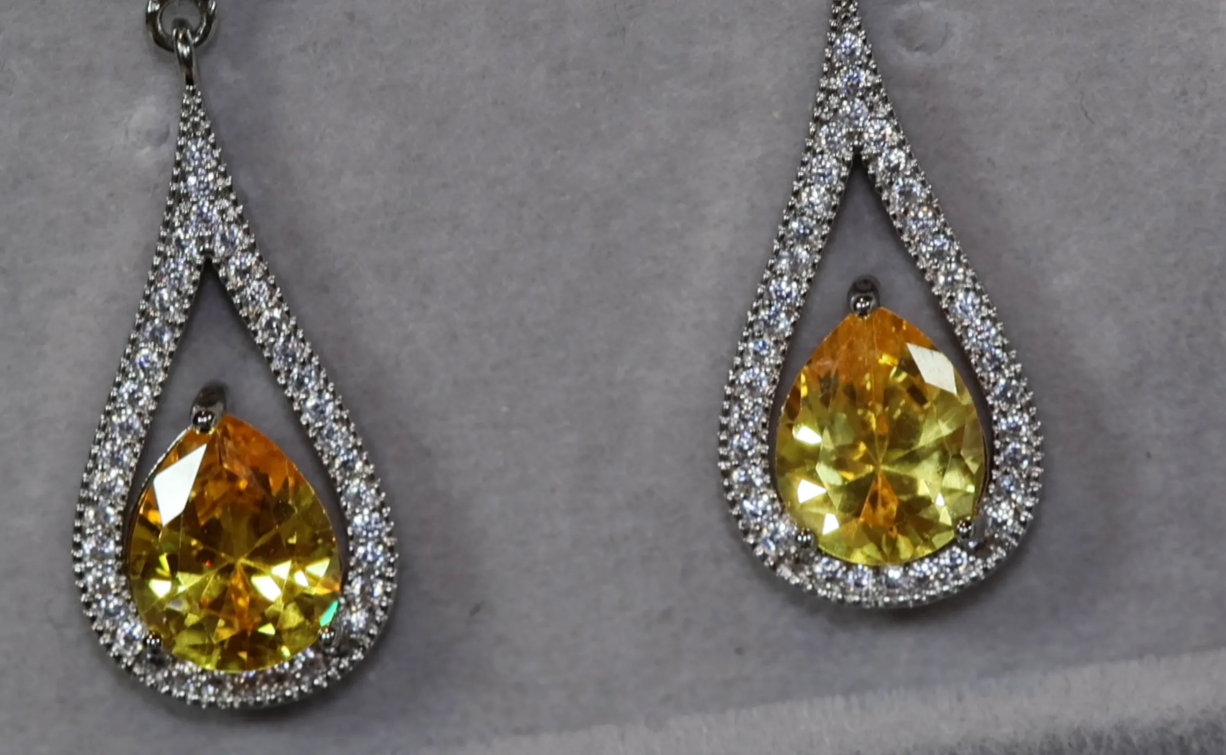 Yellow Diamond Earrings | Womens Yellow Diamond Teardrop Earrings