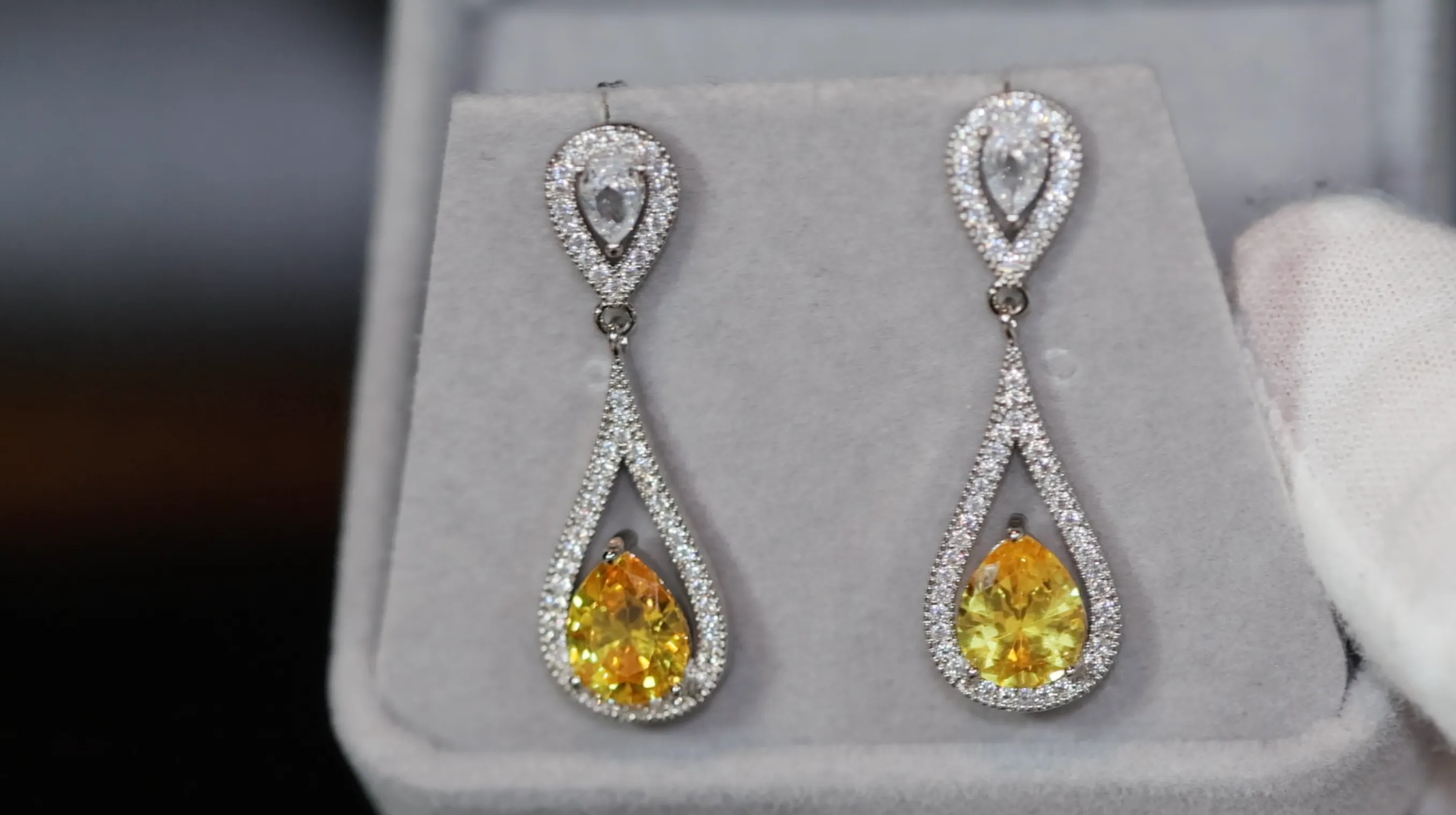 Yellow Diamond Earrings | Womens Yellow Diamond Teardrop Earrings