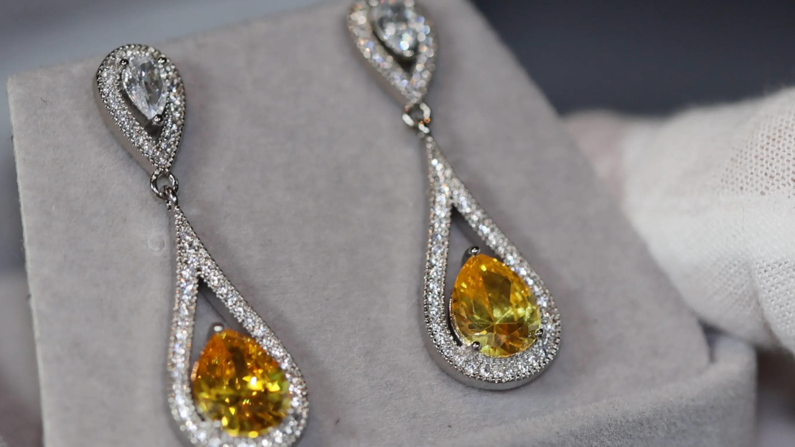 Yellow Diamond Earrings | Womens Yellow Diamond Teardrop Earrings
