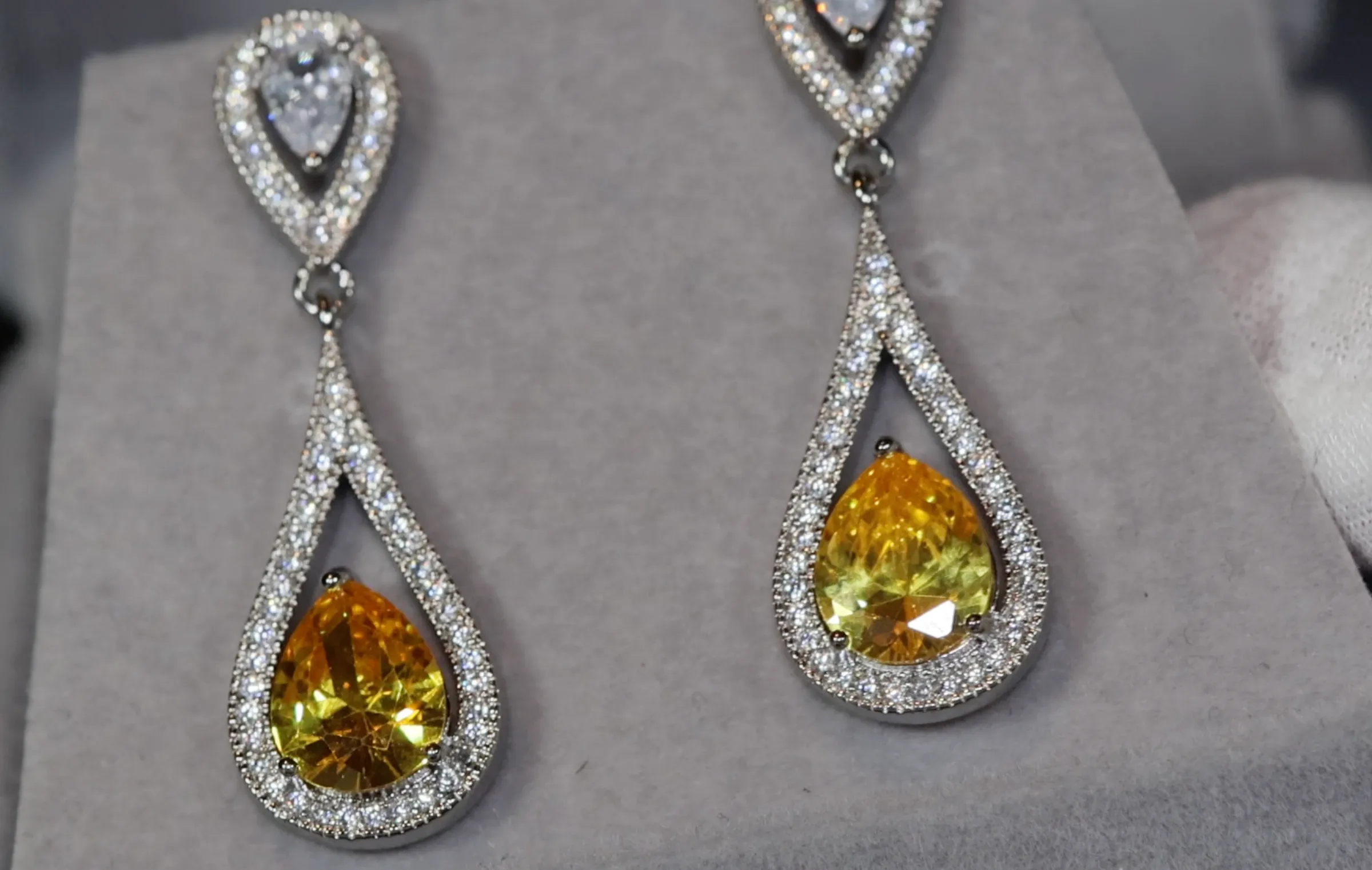 Yellow Diamond Earrings | Womens Yellow Diamond Teardrop Earrings