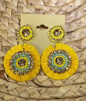 Yellow Fringe Post Earrings