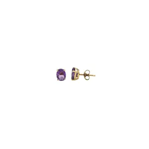 Yellow Gold Round Amethyst Earrings (14K)
