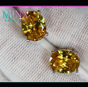 Yellow Oval Cut Diamond Ear Studs | Womens Yellow Diamond Ear Studs
