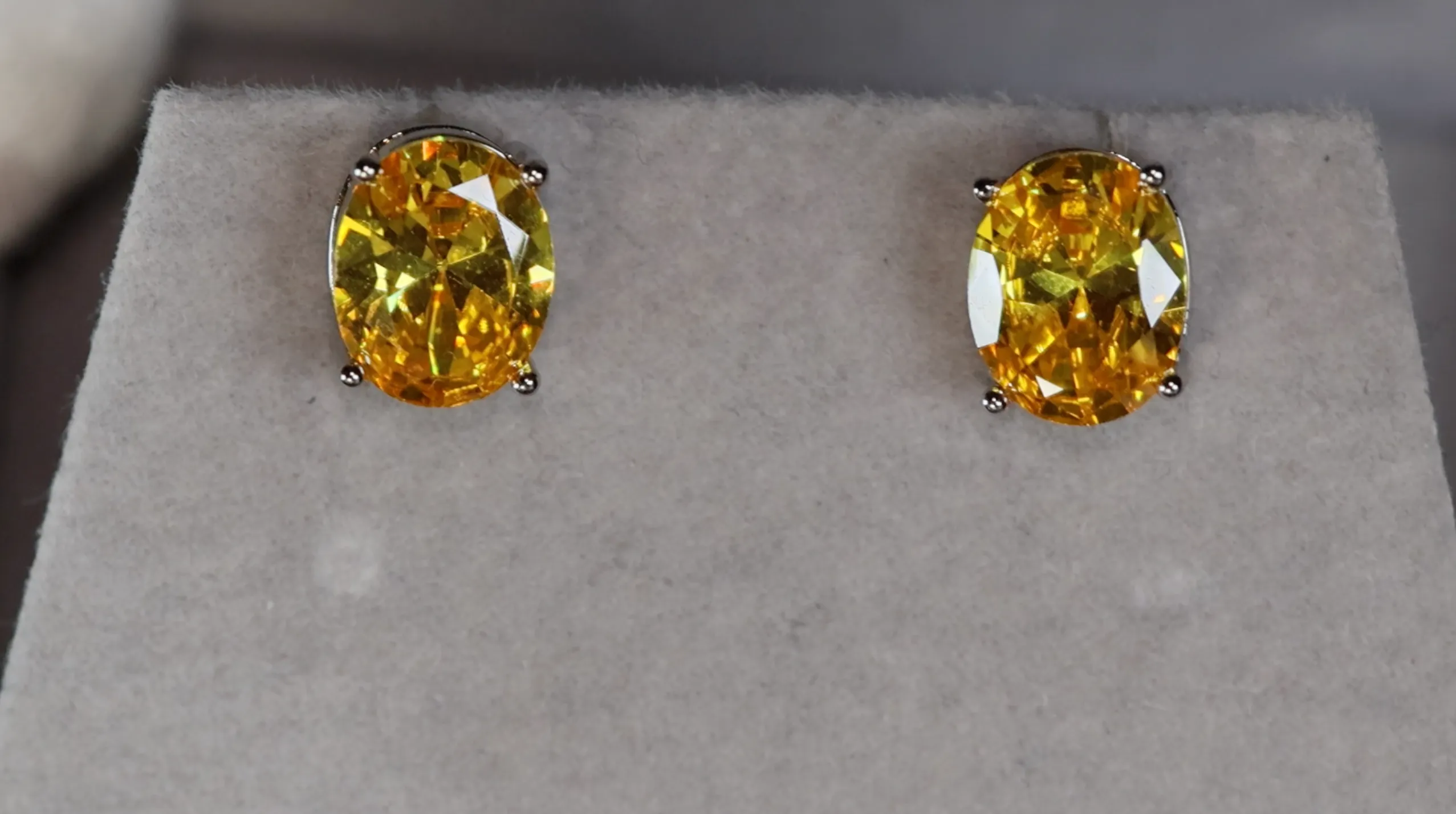 Yellow Oval Cut Diamond Ear Studs | Womens Yellow Diamond Ear Studs