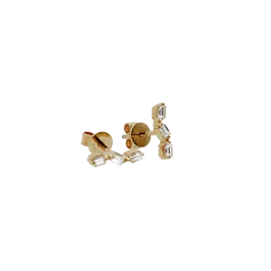 Zig -Zag Emerald Cut Diamond Studs