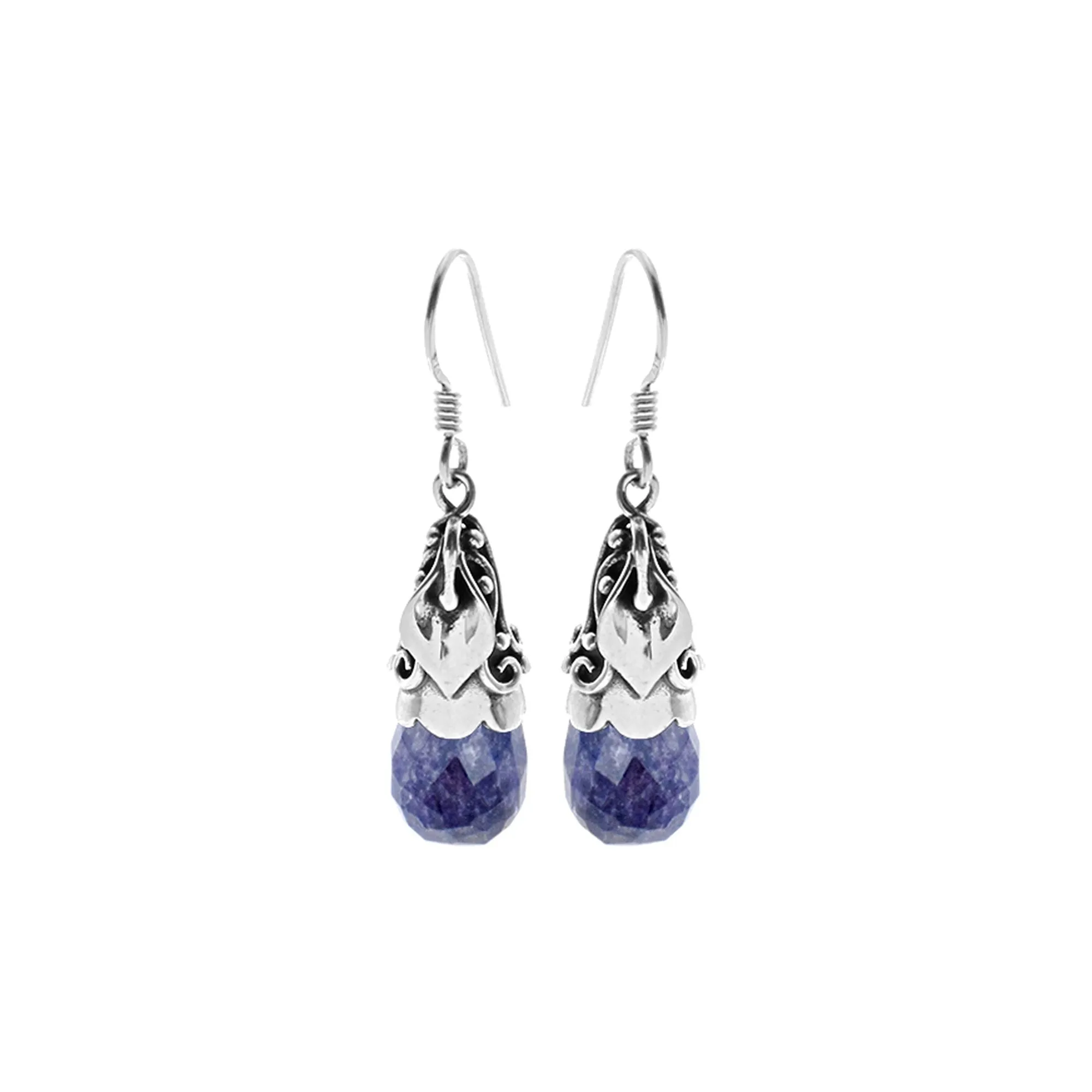 Zora ornate capped sapphire quartz earrings